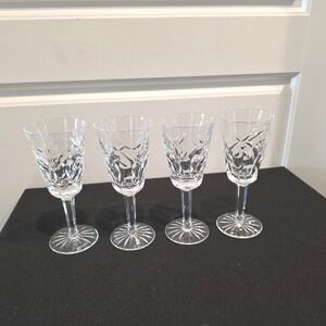 Waterford Crystal Lismore Sherry Wine Glasses Diamond Cut Barware 5.25" Set of 4